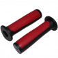 POIGNEE BMX NOIR/ROUGE BI-MATIERE L125mm AVEC COLLERETTE (PAIRE)