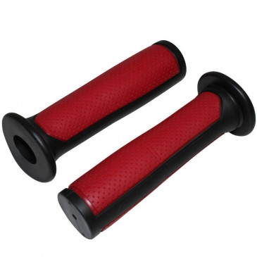 HAND GRIPS FOR BMX- BLACK/RED DUAL COMPOUND-- L125mm WITH RING- (PAIR)