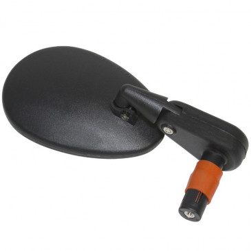 MIRROR FOR BICYCLE-LEFT/RIGHT- NEWTON OVAL SHAPED - ADJUSTABLE -ON BAR END FITTING (DIMENSIONS 11cm x 7cm)