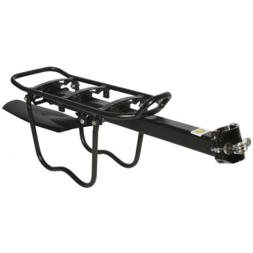 PORTE BAGAGE VELO ARRIERE A FIXATION RAPIDE P2R ALU NOIR AVEC PROTECTION LATERALE POUR SACOCHE (SUR TIGE DE SELLE) 3700948040652
