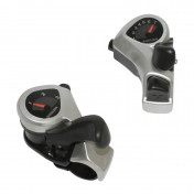 GEAR SHIFTERS SET-FOR MTB- P2R -INDEXED- RESIN-BLACK-ON CLAMP 7 speed- WITH SWITCH BUTTON+DECK (PAIR) 3700948187913
