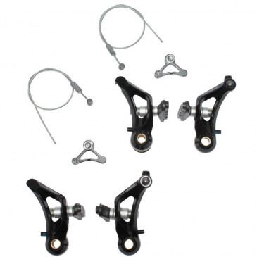 BRAKE CALIPER- FOR MTB/CYCLO-CROSS P2R CANTILEVER FRONT + REAR -ALUMINIUM- BLACK (2 PAIRS)