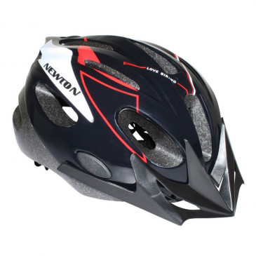 JUNIOR BIKE HELMET- NEWTON CROSSRIDE BLACK/RED WITH VISOR- -WITH LOCK SYSTEM- EURO 53-55 (SOLD IN BOX)