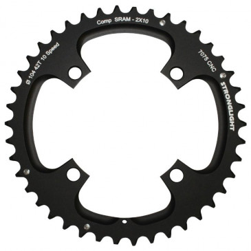 PLATEAU VTT 4BRA D.104 POUR SRAM XO FILETE 10V. STRONGLIGHT DOUBLE 42DTS EXTERIEUR NOIR - EPAISSEUR 5mm FILETE 10V. 3700223710829