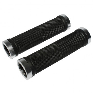 HAND GRIPS FOR MTB/URBAN- NEWTON GRIP DIAMOND - BLACK- DOUBLE LOCK CHC SILVER - L130mm (PAIR)