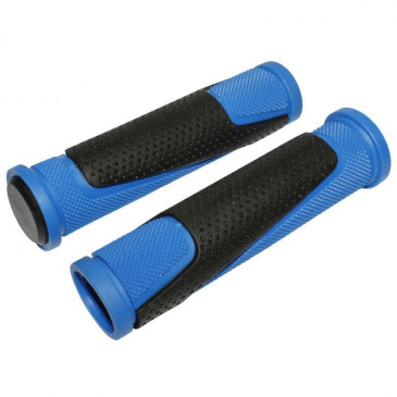 POIGNEE VTT NEWTON BI-MATIERE BLEU FONCE/NOIR L130mm (PAIRE)