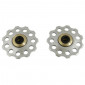 DERAILLEUR PULLEY- P2R 9/10 SPEED -ALUMINIUM-SILVER-ON BEARINGS 10 teeth (SET OF 2) 3700948044964