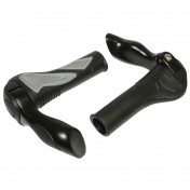 HAND GRIPS FOR MTB- HAFNY BLACK/GREY WITH INTEGRATED BAR-ENDS 130mm (PAIR) 3700948045244