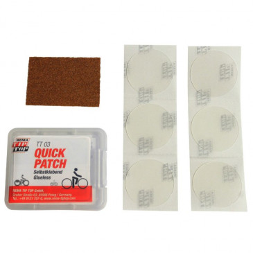 REPAIR KIT - FOR BICYCLE INNER TUBE- TIP TOP TT03 QUICK PATCH (6 SELF-ADHESIVE PATCHES Ø 25mm +SANDING PAPER + 1 INSTRUCTION MANUEL) (5060030)