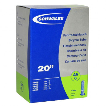 CHAMBRE A AIR VELO 20 x 1 1/8 SCHWALBE VALVE STANDARD (28-406 à 40-406) (AV6)