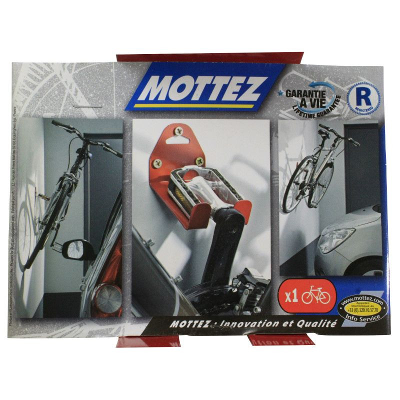 Support velo mural mottez fixation par la pedale