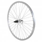 WHEEL FOR TREKKING BIKE- 700X35 REAR ER10 -ALUMINIUM DOUBLE-WALLED- SHIMANO HUB - SILVER -QUICK RELEASE- CASSETTE 9/8 Speed 3660429072353
