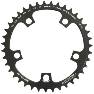 CHANRING FOR ROAD BIKE-5 arms- 39T. Ø110 "INNER" BLACK -ALUMINIUM- MICHE (SHIMANO + CAMPAGNOLO TYPE) 9/10 Speed 8056772578737