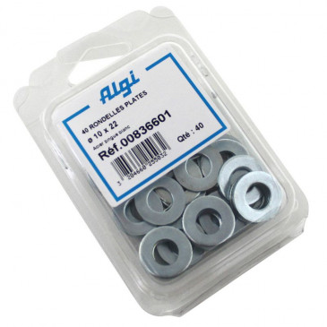 RONDELLE PLATE ACIER DIAM 10x22 (BLISTER DE 40) (00836601) -ALGI- 3284660255032