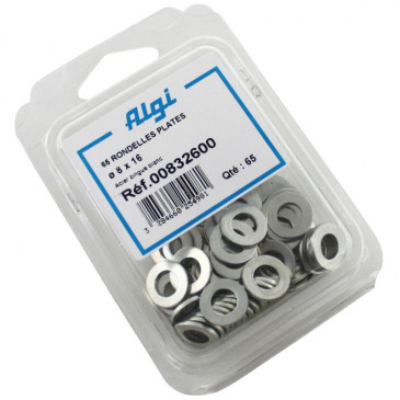 RONDELLE PLATE ACIER DIAM 8x16 (BLISTER DE 65) (00832600) -ALGI- 3284660254981