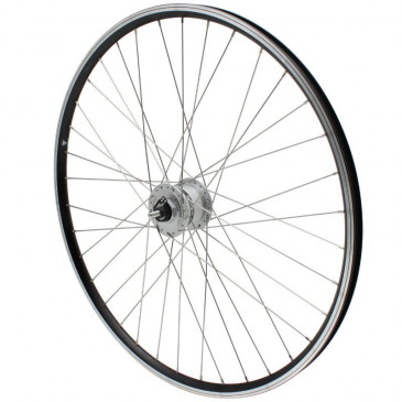 WHEEL FOR TREKKING BIKE- 700X35 FRONT ER10 -ALUMINIUM BLACK DOUBLE-WALLED - SHIMANO HUB DYNAMO DH2N 6 VOLT 3660429072292