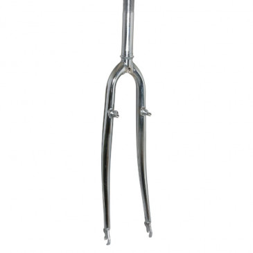 FOURCHE VTC 700X35 RIGIDE CINTREE ACIER CHROME AVEC TASSEAUX PIVOT FILETE (255/160mm) 1"-22,2 INTERIEUR/ CONE 26.4mm