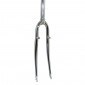 FORK- FOR TREKKING BIKE 700X35 STEEL CHROME - RIGID CURVED -WITH BRAKE BOSS PLUGS- THREADLESS STEERER Ø 1''1/8-28,6 OUTER 300mm 3700948042144