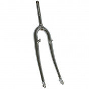 FORK- FOR MTB 26'' RIGID CURVED STEEL CHROME-WITH BRAKE BOSS PLUGS- THREADED STEERER Ø 22,2mm - 1" (240/160MM) 3700948042168