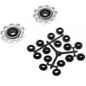 GALET DERAILLEUR P2R 7/8V. ALU ARGENT A ROULEMENT 10DTS (JEU DE 2) 3700948042212