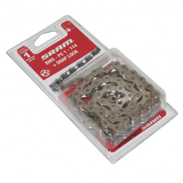 CHAIN FOR BICYCLE - 1/3 SPEED.SRAM PC-1 SILVER 114 LINKS (3.30 - 1/2"x1/8" URBAN/BMX) (BLISTER PACKED)