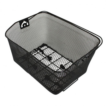 PANIER ARRIERE ACIER NID ABEILLE NEWTON NOIR AVEC ANSE FIXATION ETAU SUR PORTE-BAGAGE (Lg40xL30xH20) 3700948071977
