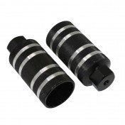 PEGS FOR BMX - ALUMINIUM Ø 50mm GROOVE -BLACK / SILVER Lg110mm THREADED Ø 9mm (PAIR) 3700948204733