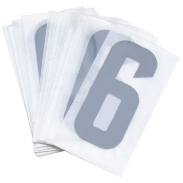 CHIFFRE PLAQUE PVC MOTO/SCOOTER 45mm 6 (VENDU PAR 10) 3700948121221