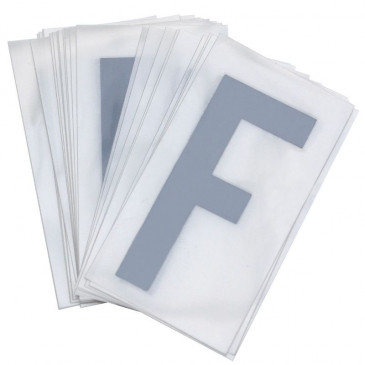 LETTER FOR LICENSE PLATE PVC MOTORBIKE/SCOOTER 45mm F (SOLD PER 10) 3700948121542