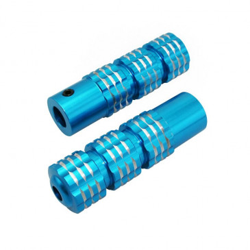 FOOTREST FOR MOPED REPLAY (FOR PILOT) - ROUND PROFILE - BLUE KNURLED ALUMINIUM- FOR PEUGEOT 103/MBK 51 (PAIR) 3700948038178