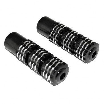 FOOTREST FOR MOPED REPLAY (FOR PILOT) - ROUND PROFILE - BLACK KNURLED ALUMINIUM FOR PEUGEOT 103/MBK 51 (PAIR)