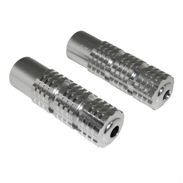 FOOTREST FOR MOPED REPLAY (FOR PILOT) - ROUND PROFILE - CHROME KNURLED ALUMINIUM FOR PEUGEOT 103/MBK 51 (PAIR) 3700948038185