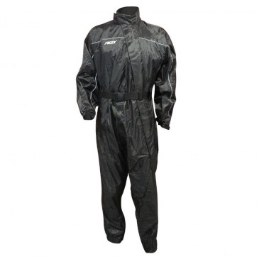 RAIN SUIT - ONE PIECE - ADX BLACK XXL (ADJUSTABLE WAIST+GUSSET WITH ZIP AND PRESS STUD FOR LOWER LEG SECTION + CARRYING BAG)