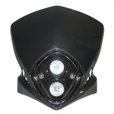 PLAQUE PHARE/TETE DE FOURCHE 50 A BOITE UNIVERSEL REPLAY DUKE CARBONE HALOGENE 2x20W 3700948040188