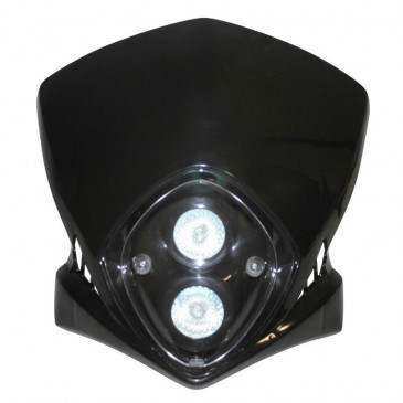 HEADLIGHT FAIRING FOR 50cc MOTORBIKE REPLAY DUKE - BLACK- HALOGEN BULBS 2X20W 3700948040201