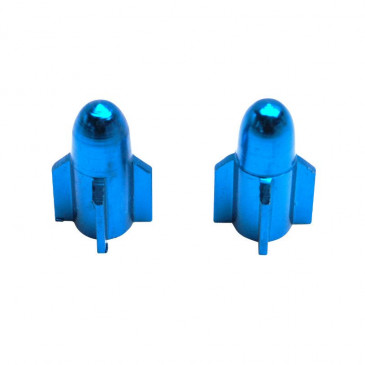 VALVE CAP-SCHRADER - REPLAY "ROCKET" ALUMINIUM BLUE (PAIR) 3700948030738