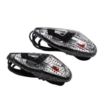 DECORATIVE LIGHTNING REPLAY "WATER DROP" WING TRANSPARENT/CARBON -WITH ORANGE BULB (L 62mm / H 23mm / W 18mm)(PAIR) ** 3700948034033