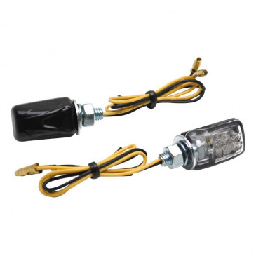 TURN SIGNAL (UNIVERSAL) REPLAY MICRO 6 LEDS TRANSPARENT/BLACK -CEE APPROVED- (PAIR) (L 27mm / H 17mm / Wd 18mm)