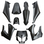 FAIRINGS/BODY PARTS FOR 50cc MOTORBIKE DERBI 50 SENDA 2000>2010 BLACK GLOSS (8 PARTS KIT) SELECTION P2R-