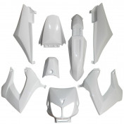 FAIRINGS/BODY PARTS FOR 50cc MOTORBIKE DERBI 50 SENDA 2000>2010 WHITE GLOSS (8 PARTS KIT) SELECTION P2R-