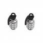 VALVE CAP-SCHRADER - REPLAY "GRENADE" SILVER (PAIR)