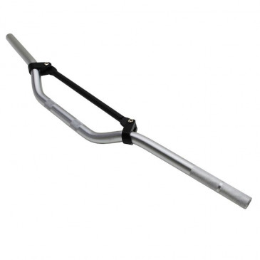 GUIDON 50 A BOITE REPLAY CROSS ALU DIAM 22,2mm L810mm H105mm AVEC BARRE DE RENFORT ARGENT