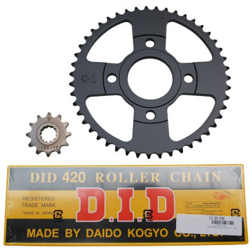 CHAIN AND SPROCKET KIT FOR MBK 50 X-POWER 2000>2002/YAMAHA 50 TZR 2000>2002 420 12x47 (BORE Ø 54mm) (OEM SPECIFICATION) -DID-