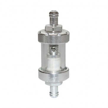 FUEL FILTER REPLAY CYLINDRICAL ALUMINIUM - TRANSPARENT/SILVER Ø6mm (SOLD BY UNIT) 3700948051450