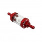 FUEL FILTER REPLAY CYLINDRICAL ALUMINIUM - TRANSPARENT/RED Ø6mm (SOLD BY UNIT)