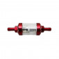 FUEL FILTER REPLAY CYLINDRICAL ALUMINIUM - TRANSPARENT/RED Ø6mm (SOLD BY UNIT)