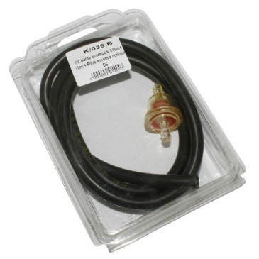 FUEL HOSE KIT 6X9 BLACK + CONIC FUEL FILTER Ø 6 (1M) (MADE IN FRANCE) 3701213407958