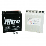 BATTERIE 12V 14 Ah NTX16-BS NITRO MF SANS ENTRETIEN AVEC PACK ACIDE (Lg150xL87xH161mm) (EQUIVALENT YTX16-BS)