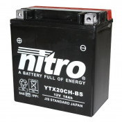 BATTERY 12V 18Ah NTX20CH-BS NITRO MF MAINTENANCE FREE-SUPPLIED WITH ACID PACK (EQUALS YTX20CH-BS)