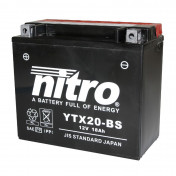 BATTERY 12V 18Ah NTX20-BS NITRO MF MAINTENANCE FREE-SUPPLIED WITH ACID PACK (Lg175xWd87xH155) (EQUALS YTX20-BS)
